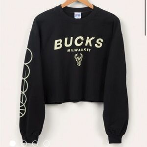 Milwaukee Bucks Black Fleece Cropped Crewneck Sweatshirt
